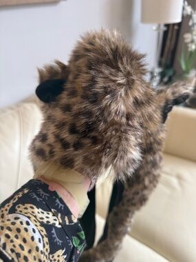 Faux Fur Leopard Print Ear Flap Hat - Brown